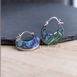 Gaby Rose Gold Hoop Earrings in Abalone main image 1