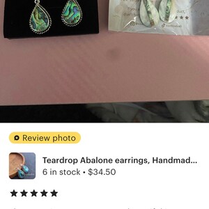 Aethers & Co A5 Handmade Teardrop Abalone Shell Dangle Earrings for Women, Wire Craft Tree of Life Earrings main image 1