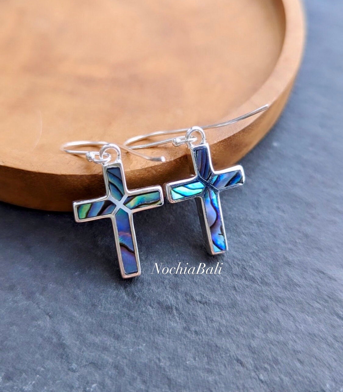 Orecchini pendenti in argento sterling con conchiglia Abalone per le donne