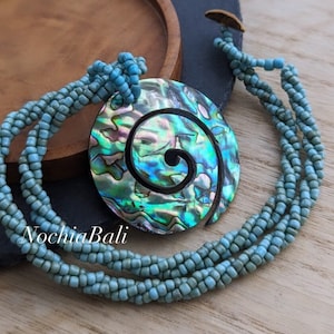 New Zealand Paua Abalone necklace, New Zealand Paua pendant, handmade necklace, boho jewelry, summer jewelry, gift for her