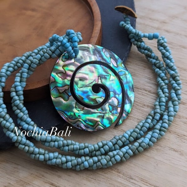 New Zealand Paua Abalone necklace, New Zealand Paua pendant, handmade necklace, boho jewelry, summer jewelry, gift for her