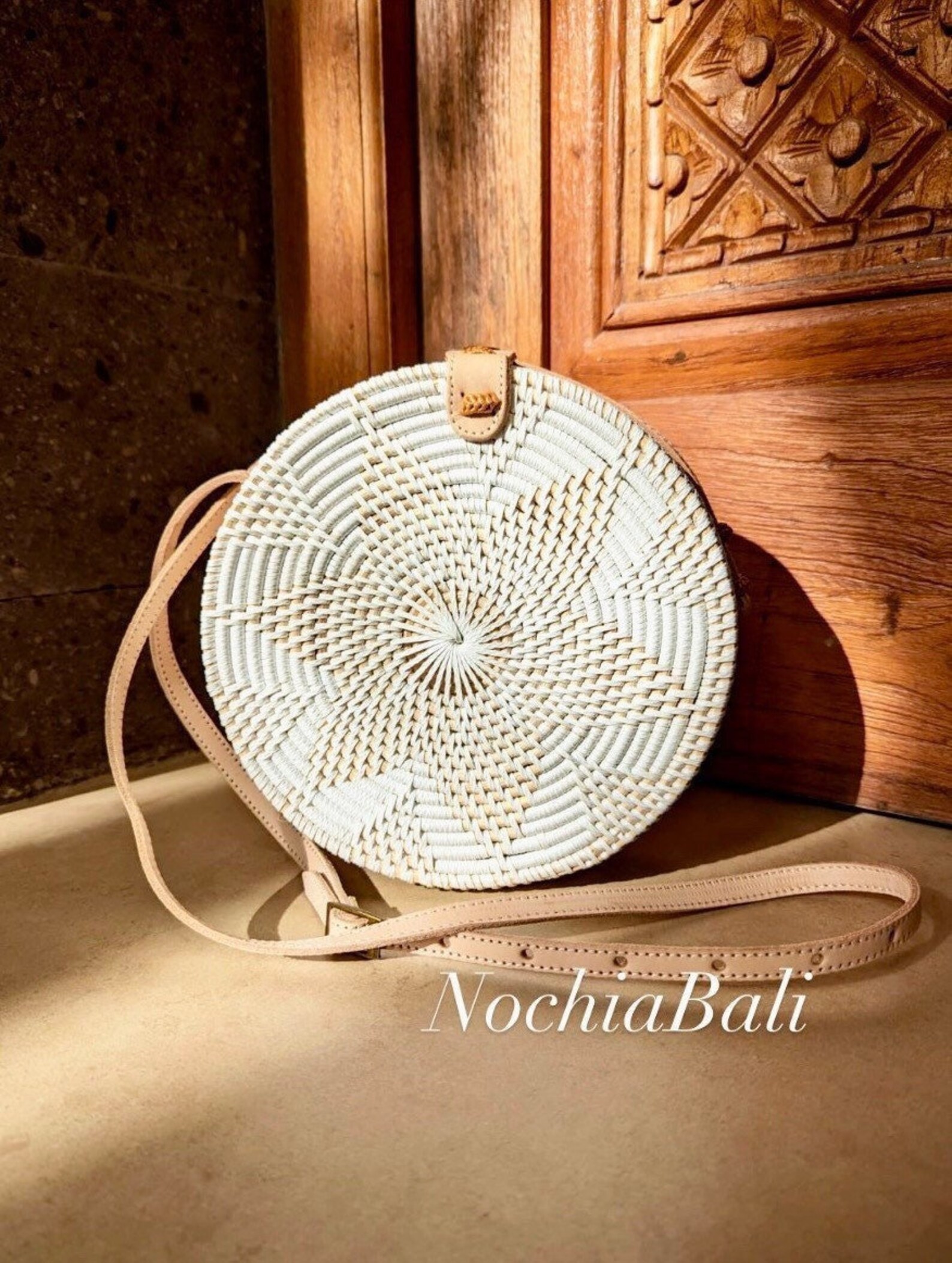 Bali White Rattan Bag Round Rattan Sling Bag Crossbody Bags Etsy