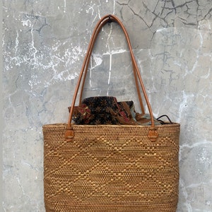 Summer Rattan Tote Straw Tote Bag Woven Beach Bag One - Etsy