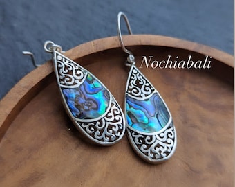 Abalone Tropfen Ohrring, natürliche Abalone Ohrring, Abalone Muschel Schmuck, Boho Sterling Silber, Boho Schmuck, Geschenk für sie