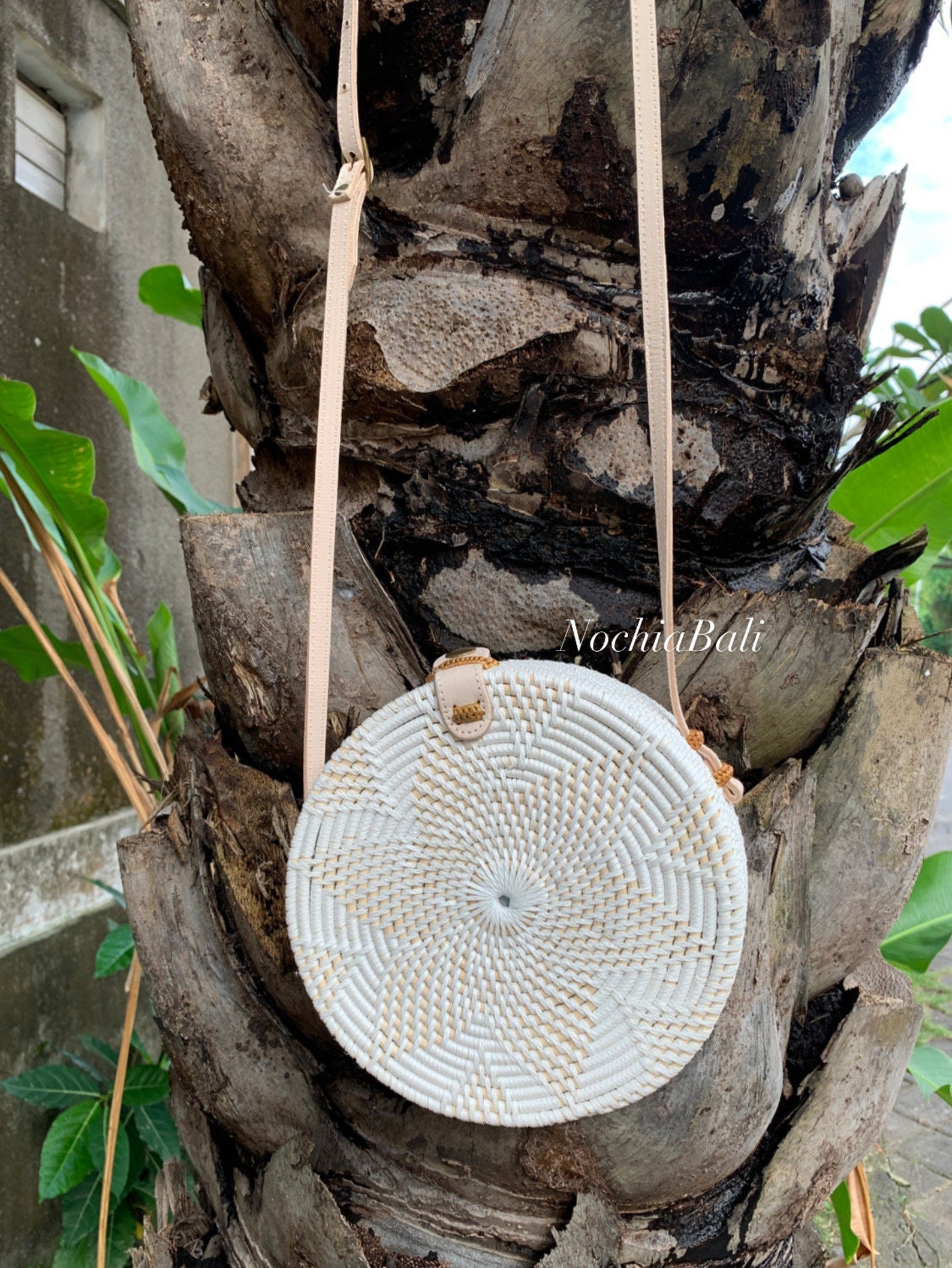 Bali White Rattan Bag Round Rattan Sling Bag Crossbody Bags Etsy
