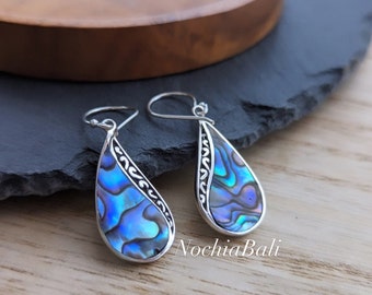 Abalone teardrop Earring, Natural abalone earring, Abalone Shell jewelry, Boho sterling silver, bohemian jewelry, gift idea