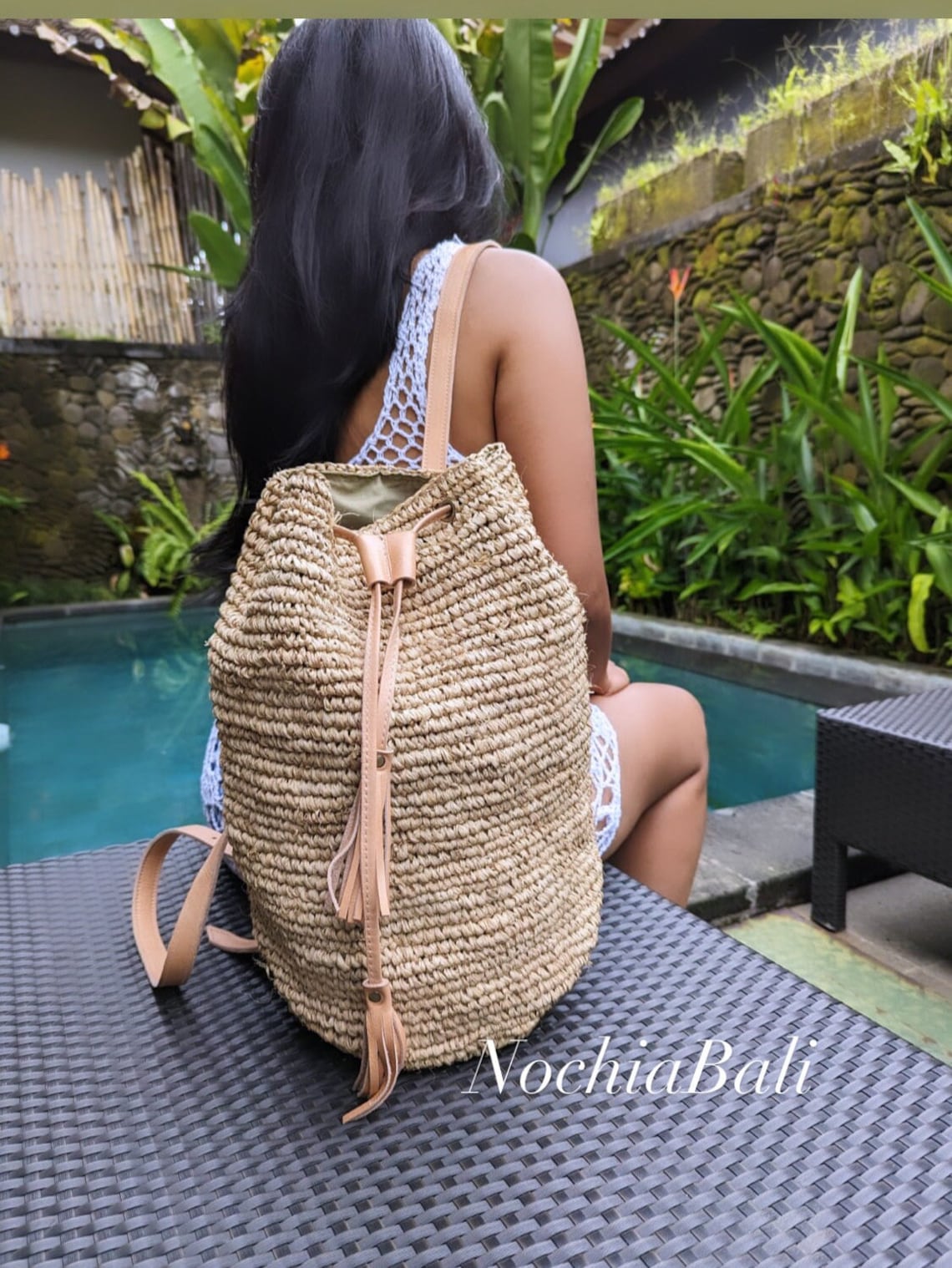 Straw Rucksack Beach Straw Backpack Woven Raffia Backpack Backpack With - Etsy
