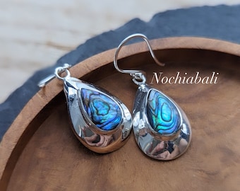 Abalone teardrop earring, Boho Teardrop earring, Sterling silver, Bohemian jewelry, gift for her