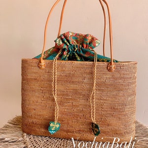 Summer Rattan Tote, Straw Tote bag, Woven Beach Bag, one shoulder summer handbag, genuine leather strap Large Plain inches