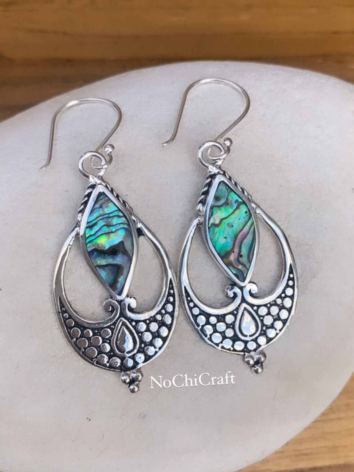 Natural Abalone Earring Abalone Dangle Earring Boho Dangle - Etsy