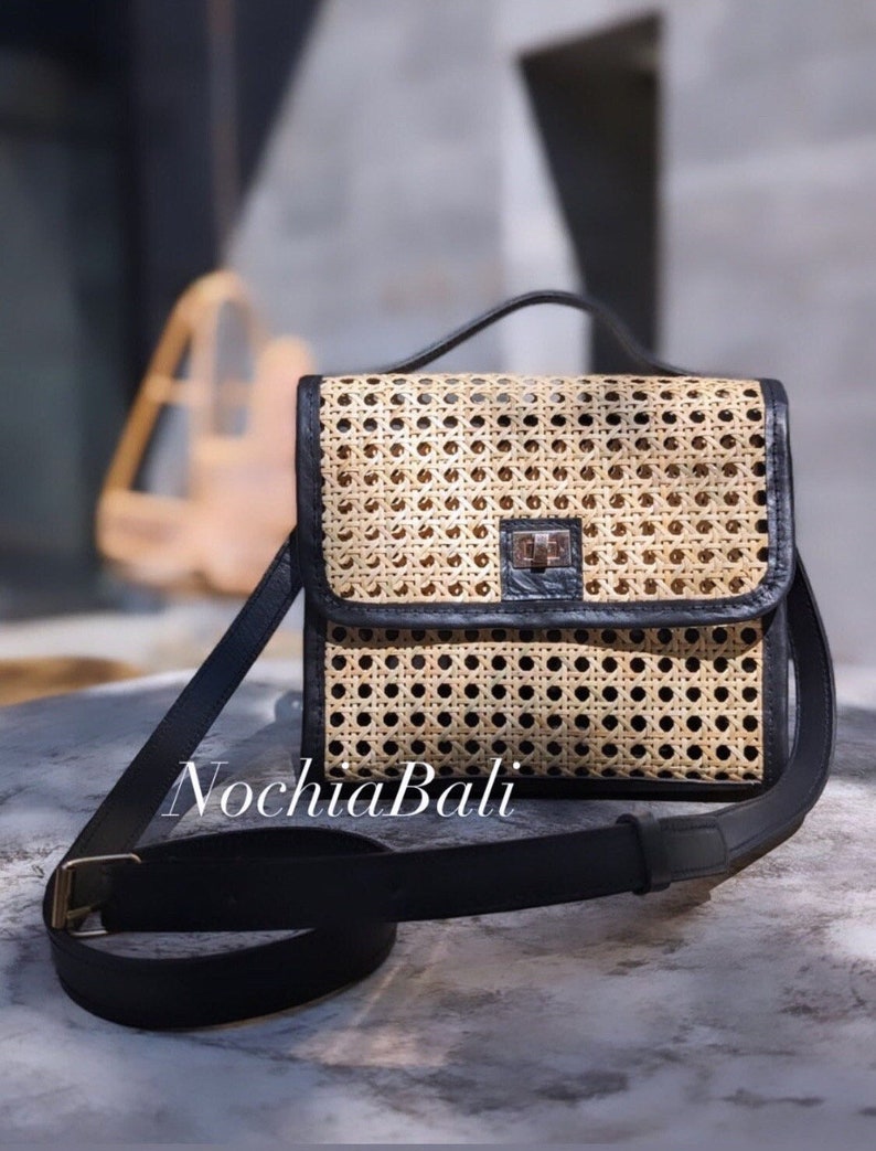 Canggu Rattan Bag Cane bing Sling Bag Rattan Crossbody Etsy