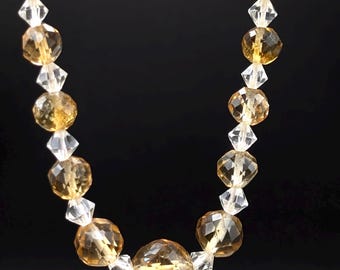 Rare Antique Citrine Necklace Graduated Faceted Gemstone, Gift For Her