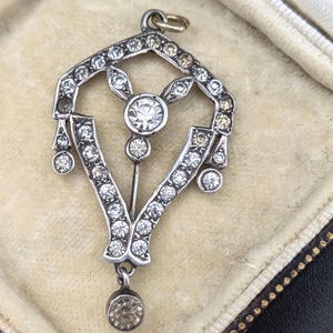 Antique Silver Paste Pendant: Edwardian Chandelier Drop, 800 silver