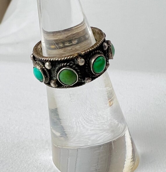 Vintage turquoise ring sterling silver gemstone C… - image 3