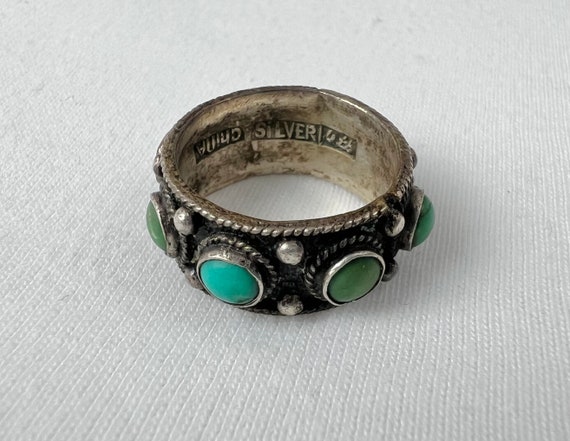 Vintage turquoise ring sterling silver gemstone C… - image 4