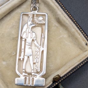 Vintage Silver Egyptian Pendant: Sterling Silver Anubis Cartouche