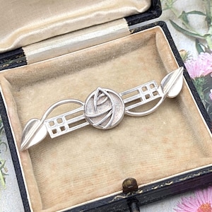 Vintage silver celtic brooch - sterling silver vintage Carrick designer Mackintosh style bar pin - mid century jewellery