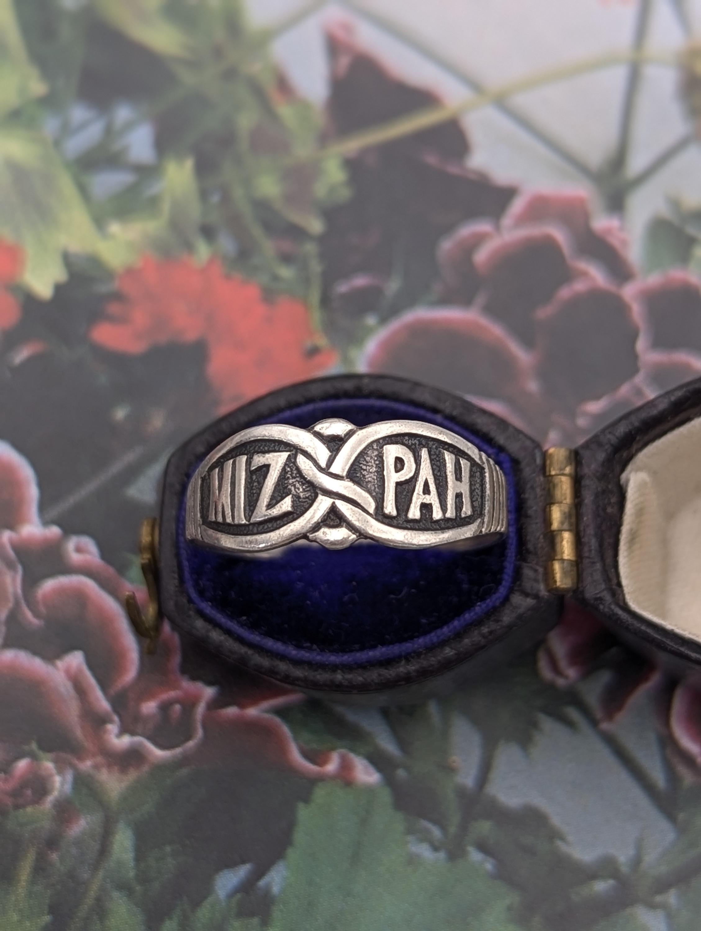 Antique Silver Mizpah Ring - Sterling Silver 1903 Mourning