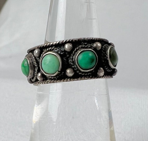 Vintage turquoise ring sterling silver gemstone C… - image 2