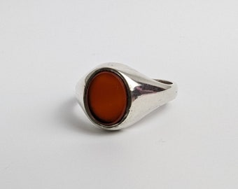 Vintage carnelian signet sterling silver gemstone ring