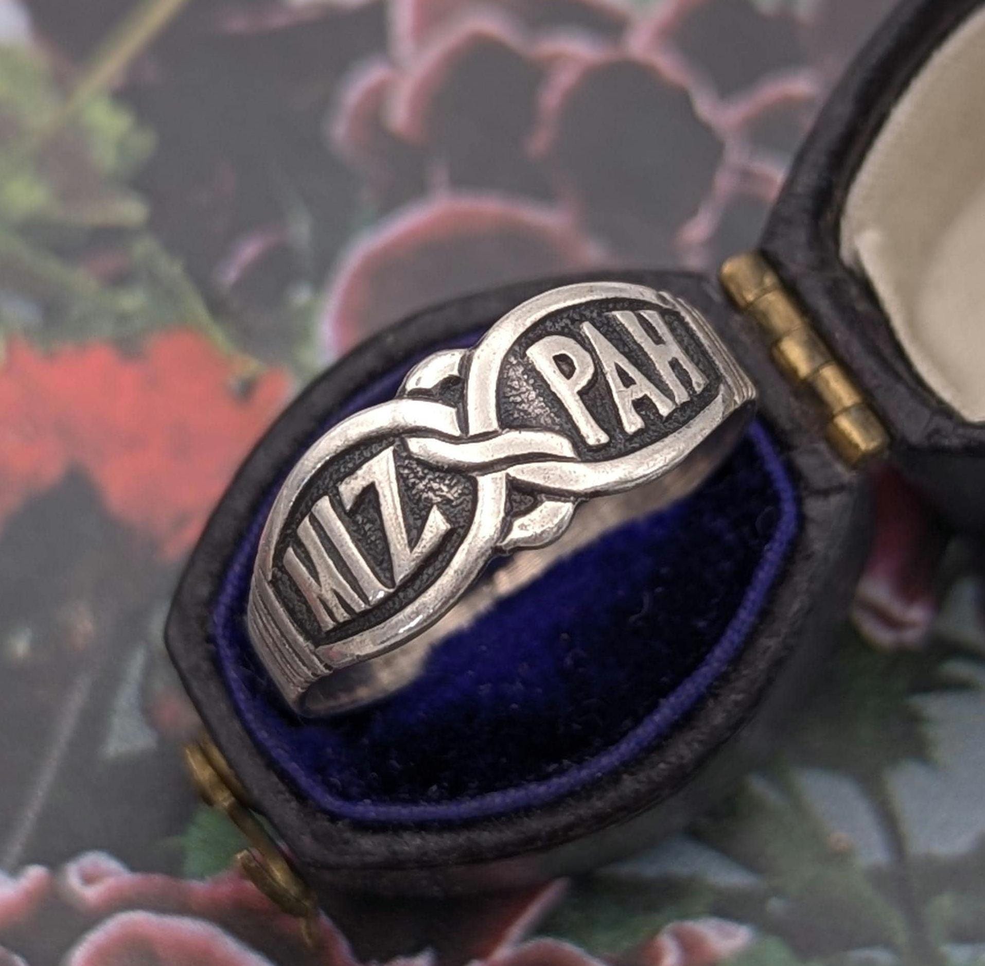 アクセサリー  ORDER BAND RING Antique Silver Mizpah Ring - Sterling Silver 1903 Mourning