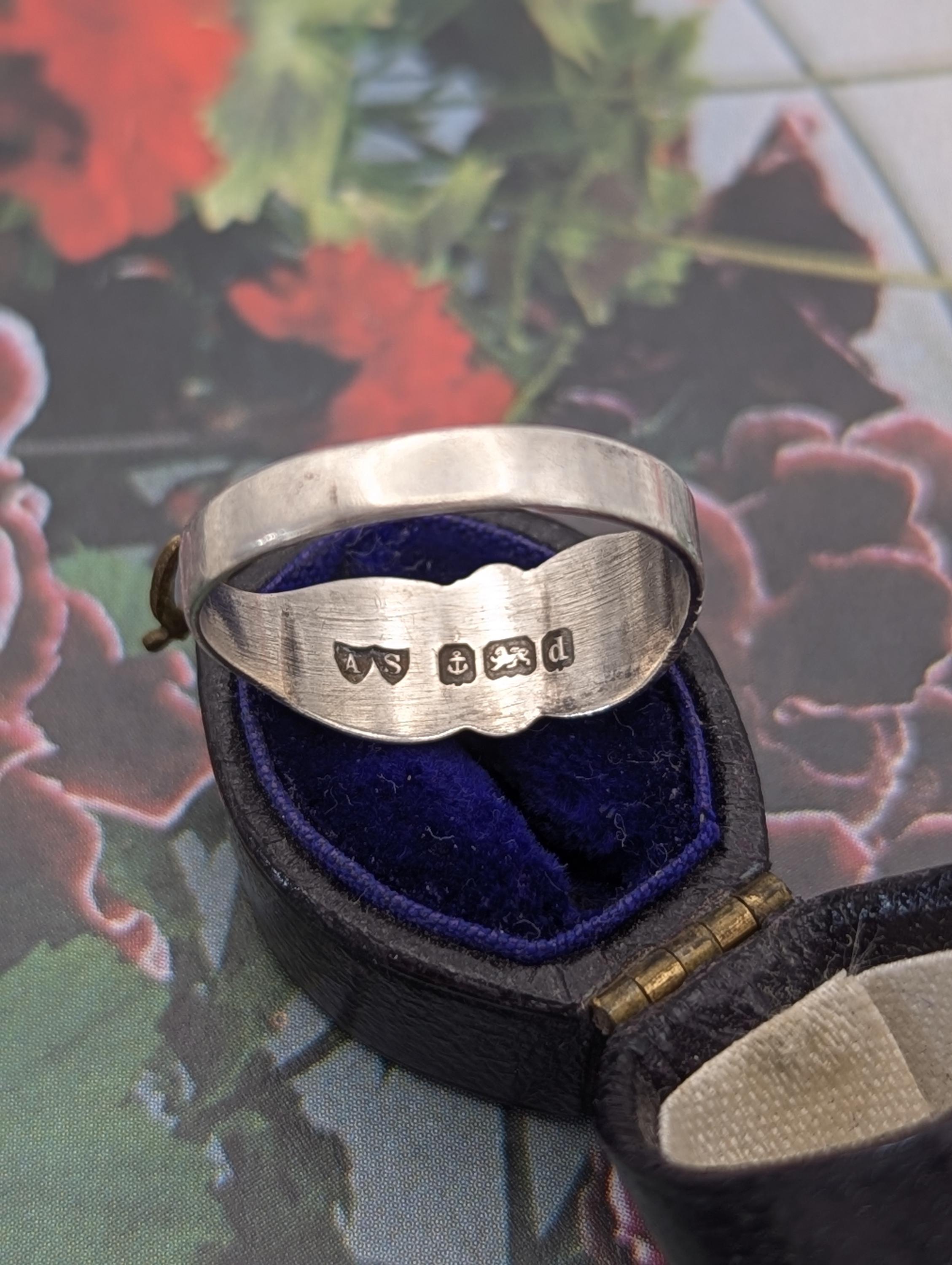 Antique Silver Mizpah Ring - Sterling Silver 1903 Mourning