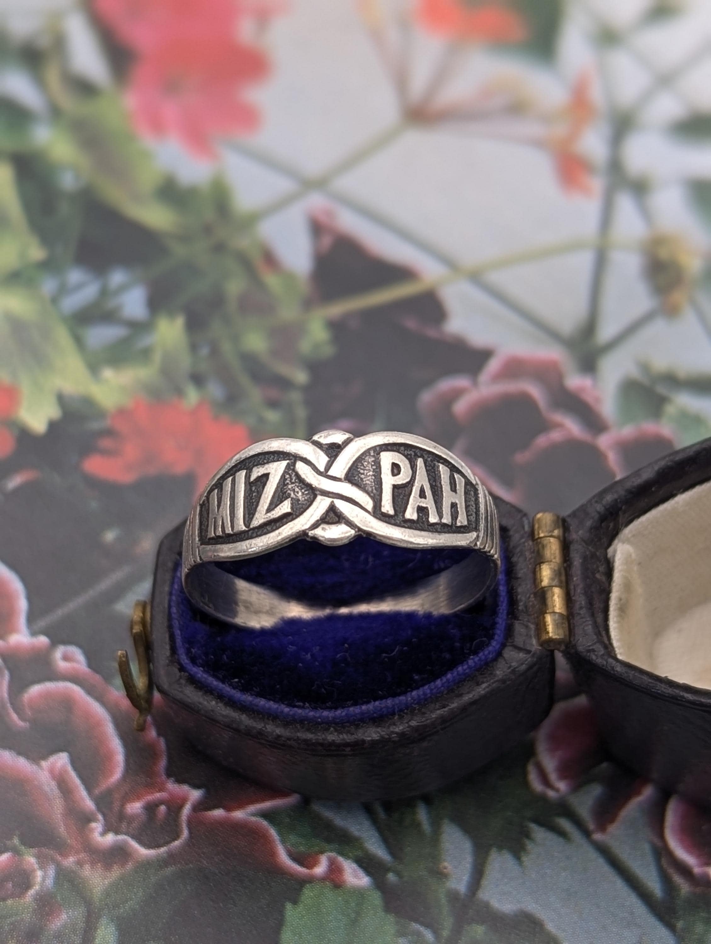 アクセサリー  ORDER BAND RING Antique Silver Mizpah Ring - Sterling Silver 1903 Mourning