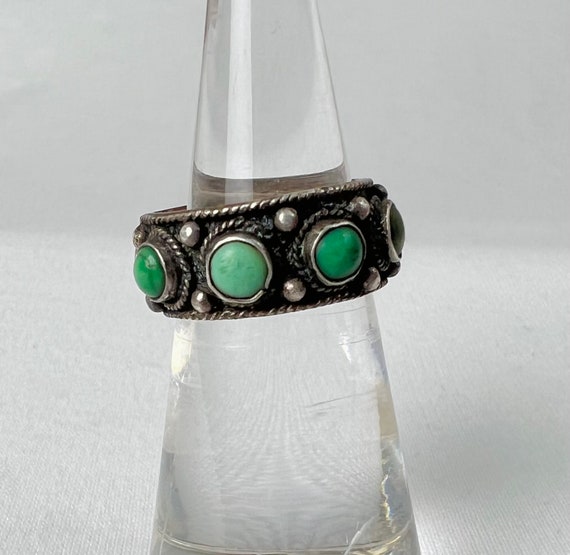 Vintage turquoise ring sterling silver gemstone C… - image 1