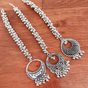Dual tone Maang Tika/Vintage Tribal Boho Maang Tika/Indian oxidised jewellery, Bridal wear/Navratri Special Mang Tikka- Bollywood Style/GIFT