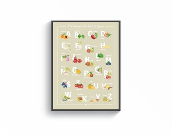 Affiche en papier pour enfant - Abecedaire des fruits et legumes
