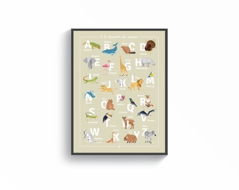 Affiche en papier pour enfant - Abecedaire des animaux