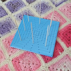 11x11 Inch Blocking Mats Blocking Board for Crocheting with 15 Stainless  Steel Rods Crochet Blocking Board Large Base Bamboo Granny Square with  Pegs