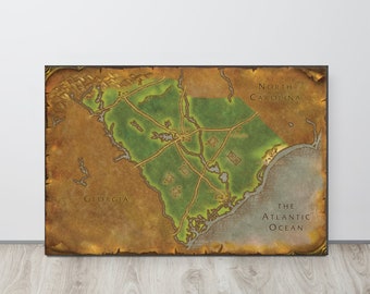 South Carolina - World of Warcraft Style Map Print