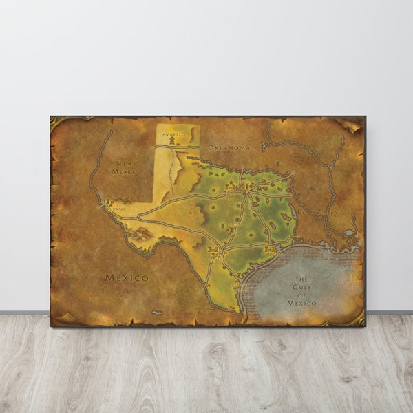 Texas - Carte de style World of Warcraft