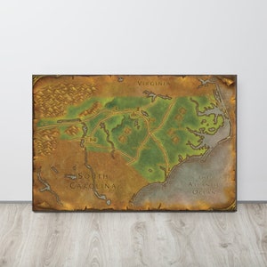 North Carolina - World of Warcraft Style Map Print