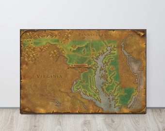 Maryland - World of Warcraft Style Map Print