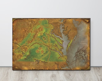 Virginia - World of Warcraft Style Map Print
