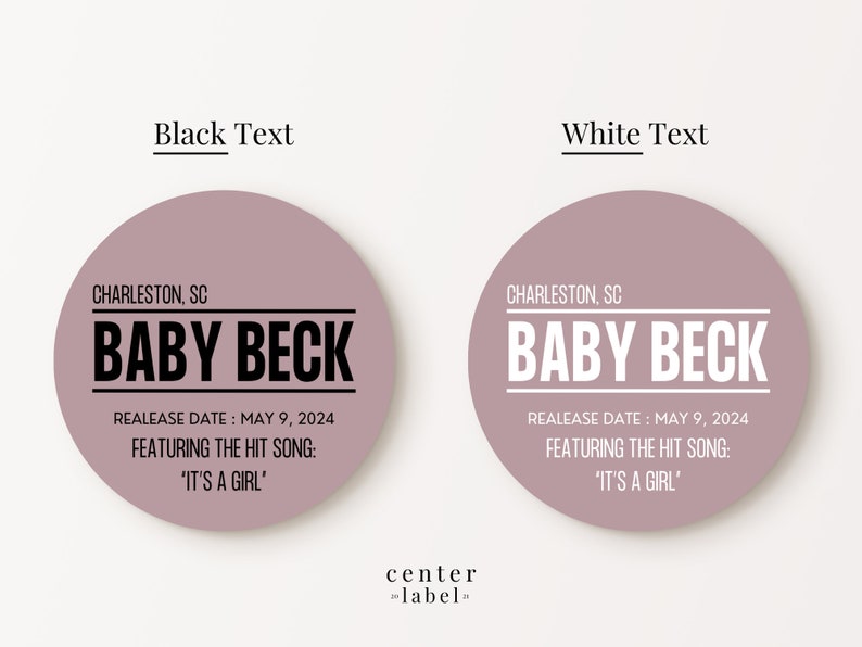 Beck Vinyl Sticker Custom Label for 12 Inch Vinyl Record, Bold Text Personalized Matte ...