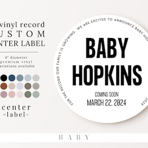 Custom Label for 12 Inch Vinyl Record, Bold Text Personalized Matte Vinyl Sticker, Custom Event , Baby Announcement, Baby Shower Guest Book