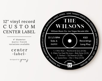 Wedding Guest Book Vinyl Record Center Label, Custom Personalized, Adhesive  Vinyl Sticker, Music Theme Event