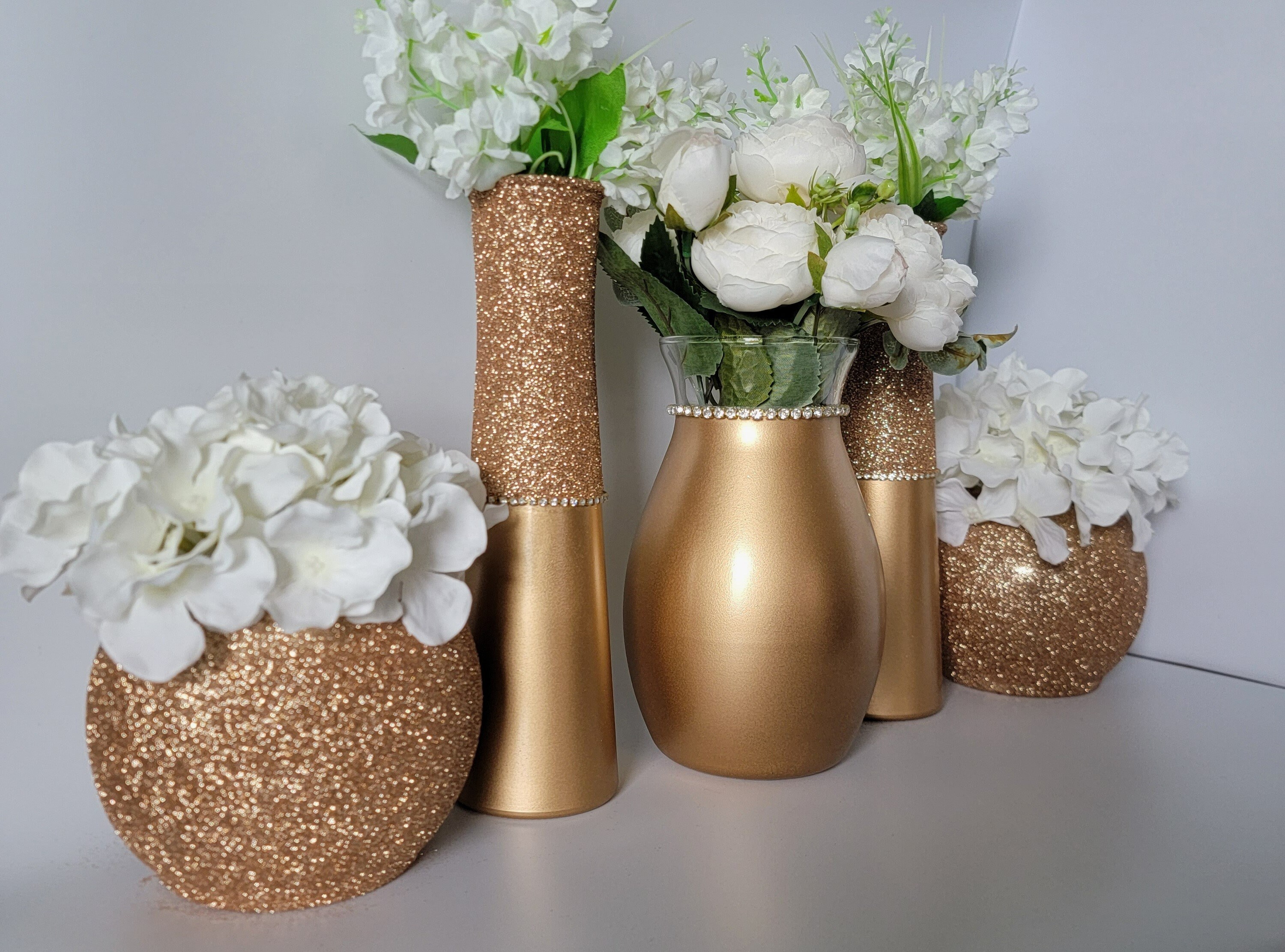 Gold Set of 5 Centerpiece Glass Vase Wedding Special Event Etsy