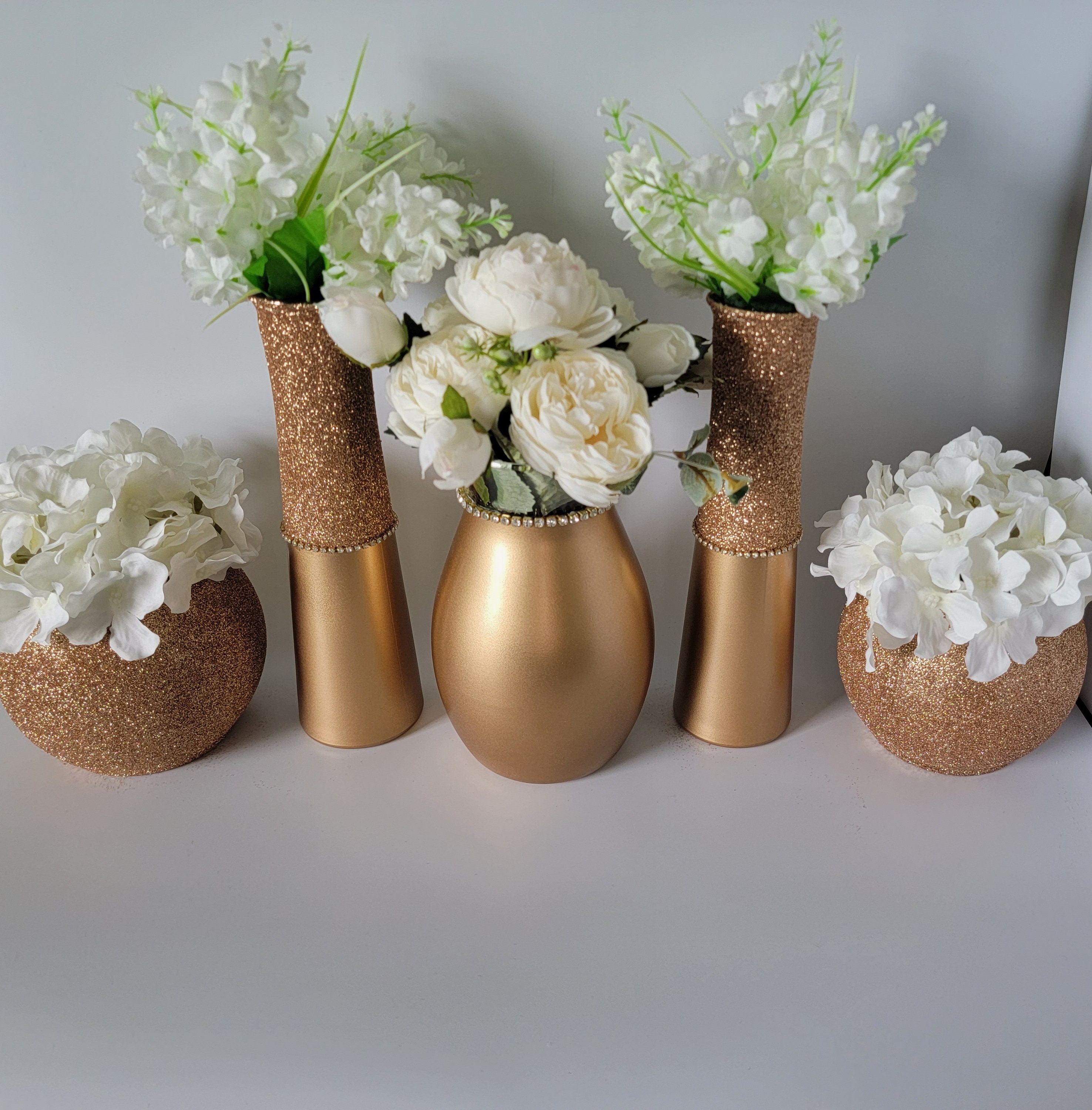 Gold Set of 5 Centerpiece Glass Vase Wedding Special Event Etsy