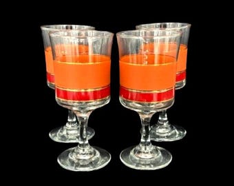 Vintage 1970's Libbey Glass Co "Brandywine" Pattern Wine Water Goblets Set of 4