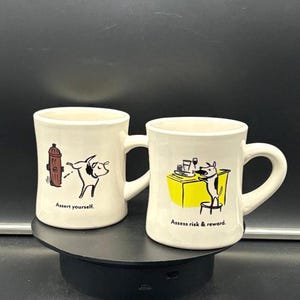 Bad Dog Wisdom by Patricia Carlin Funny Cartoon Heavy Ceramic Coffee Mugs Set of 2