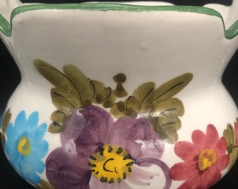 ヴィンテージ ハンドペイント イタリア 陶器 バスケットプランター