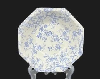Vintage Johnson Brothers Hyde Park Octagonal Bowl Blue White English Chintz Cottagecore