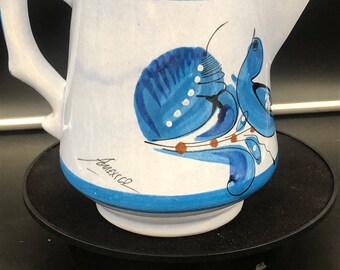 手描き 鳥と花 陶器 花瓶（トナラ焼） 手描きメキシコトナラ釉鳥蝶ピッチャー/花瓶 5 1/2インチ - Etsy 日本