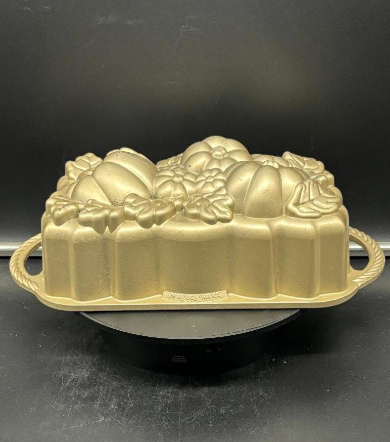 Vintage NORDIC WARE Harvest Bounty Loaf Pan Gold Matte Cast Aluminum Heavy Duty