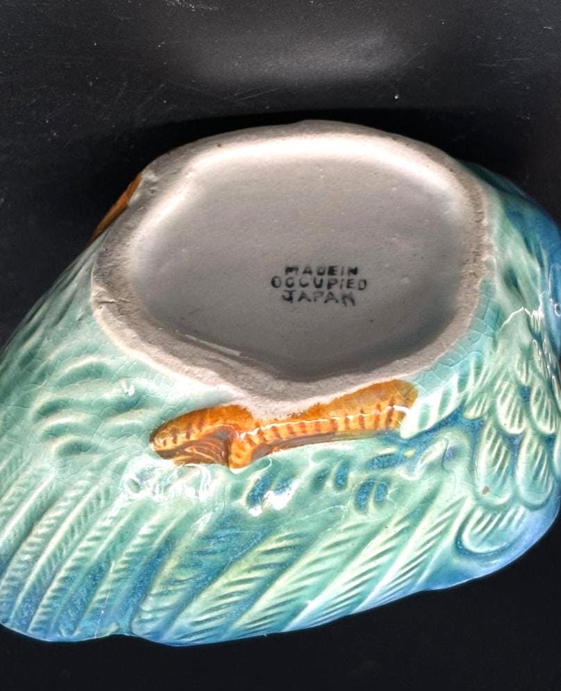 Vintage 1940's Occupied Japan Ceramic Duck Figurine Ashtray