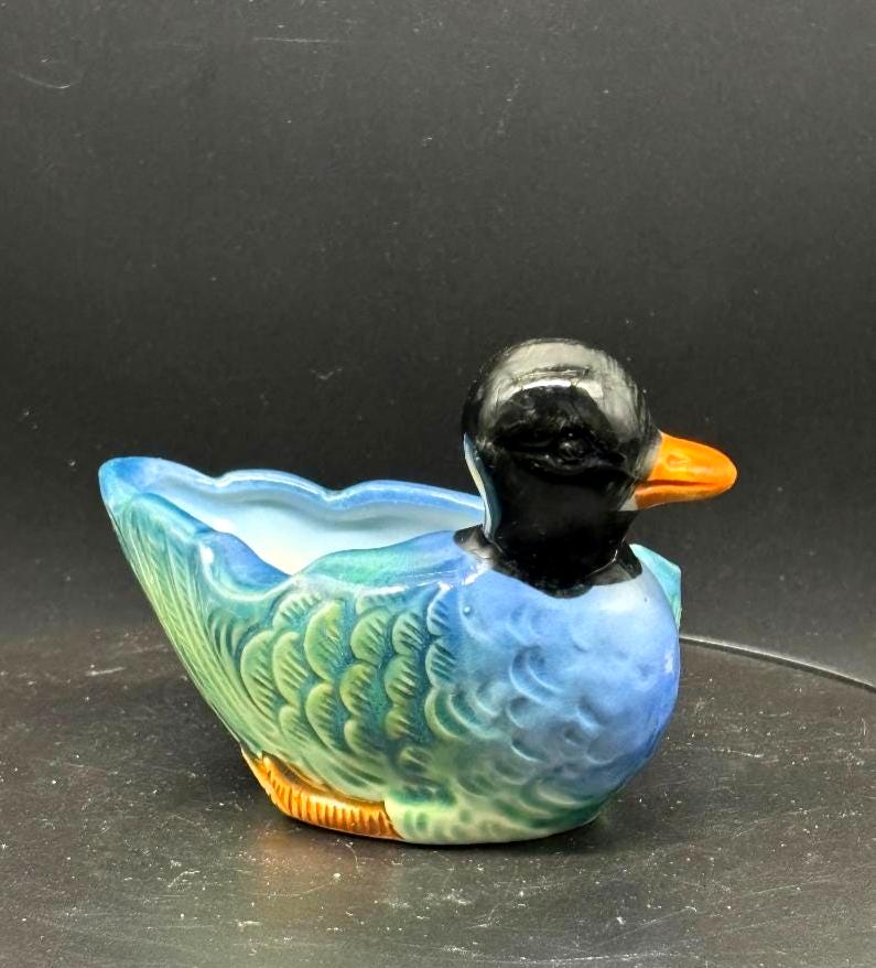 Vintage 1940's Occupied Japan Ceramic Duck Figurine Ashtray
